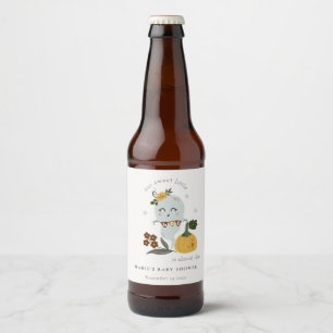 Étiquette Pour Bouteilles De Bière Cute Halloween Blue Ghost Little Boo Baby shower
