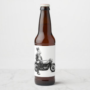 Étiquette Pour Bouteilles De Bière Cycliste de lapin