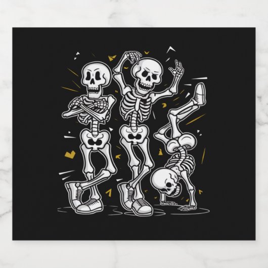 Étiquette Pour Bouteilles De Bière Dancing Skeletons Dance Challenge Halloween (Étiquettes simples)