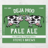 Étiquette Pour Bouteilles De Bière Deja Moo Funny Cow (Étiquettes simples)