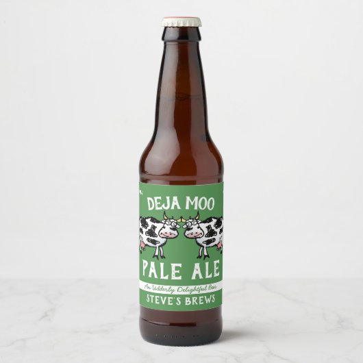 Étiquette Pour Bouteilles De Bière Deja Moo Funny Cow (Devant)