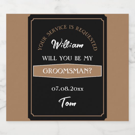 Étiquette Pour Bouteilles De Bière Demande de Témoin de Mariage Élégante (Étiquettes simples)