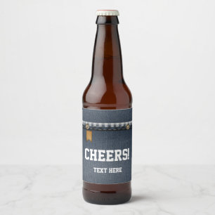 Étiquette Pour Bouteilles De Bière denim, jean bleu, cowboy, ouest