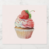 Étiquette Pour Bouteilles De Bière Dessert sucré à la fraise Cupcake (Étiquettes simples)
