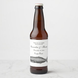 Étiquette Pour Bouteilles De Bière Dessin de baleine vintage du 19e siècle