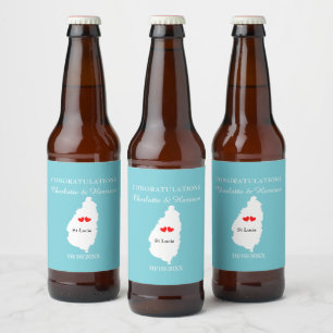 Étiquette Pour Bouteilles De Bière Destination St Lucia Mariage Célébration