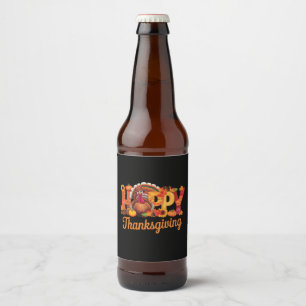 Étiquette Pour Bouteilles De Bière Dindes de Thanksgiving heureux tombent