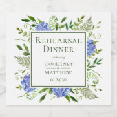 Étiquette Pour Bouteilles De Bière Dîner de répétition Blue Hydrangea (Étiquettes simples)