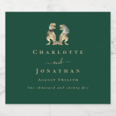 Étiquette Pour Bouteilles De Bière Dinosaur Thème Mariage Vert foncé (Étiquettes simples)