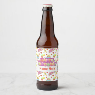 Étiquette Pour Bouteilles De Bière Douceurs colorées d'anniversaire