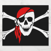 Étiquette Pour Bouteilles De Bière Drapeau crâne pirate (Étiquettes simples)