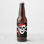 Étiquette Pour Bouteilles De Bière Drapeau crâne pirate (Devant)