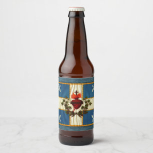 Étiquette Pour Bouteilles De Bière Drapeau Québec antique Carillon Sacré-Cœur