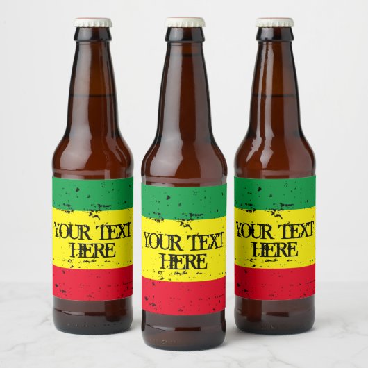 Étiquette Pour Bouteilles De Bière Drapeau rastafarien vert jaune rouge reggae rayure (Bouteilles)