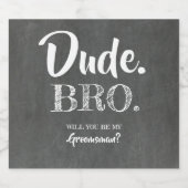 Étiquette Pour Bouteilles De Bière Dude Bro Funny Groomsman Proposition Invitation (Étiquettes simples)