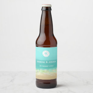 Étiquette Pour Bouteilles De Bière Eau bleue Aqua/plage peinte bord de mer personnali