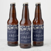 Étiquette Pour Bouteilles De Bière Éclairage de chaîne Signature Script Mariage bleu  (Bouteilles)