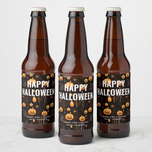 Étiquette Pour Bouteilles De Bière Éffrayant Citrouille Halloween (Bouteilles)