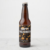 Étiquette Pour Bouteilles De Bière Éffrayant Citrouille Halloween (Devant)