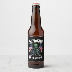 Étiquette Pour Bouteilles De Bière Élections amusantes de 2024 Cthulhu Président