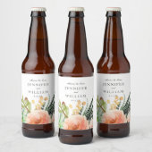Étiquette Pour Bouteilles De Bière Elégant Aquarelle Succulent Rose Mariage (Bouteilles)