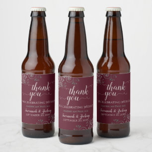 Étiquette Pour Bouteilles De Bière Elégant argent Lacy sur Merci Mariage Bourgogne