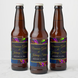 Étiquette Pour Bouteilles De Bière Elegant Classic Modern Floral Pattern #902 Wedding