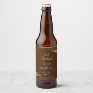 Étiquette Pour Bouteilles De Bière Élégant Mariage en bronze élégant
