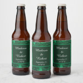 Étiquette Pour Bouteilles De Bière Elégant Mariage Vert Marbre Gemstone (Bouteilles)