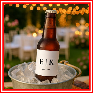 Étiquette Pour Bouteilles De Bière Élégant Monogramme Simple Mariage
