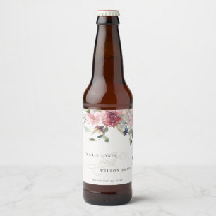 Étiquette Pour Bouteilles De Bière Élégant Rose Dusky Blush Fleur sauvage Floral Mari
