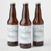Étiquette Pour Bouteilles De Bière Élégant Snowflakes Script Mariage hivernal (Bouteilles)