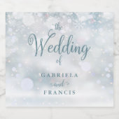 Étiquette Pour Bouteilles De Bière Élégant Snowflakes Script Mariage hivernal (Étiquettes simples)