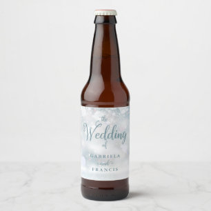 Étiquette Pour Bouteilles De Bière Élégant Snowflakes Script Mariage hivernal