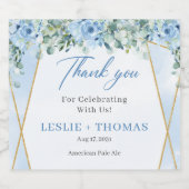 Étiquette Pour Bouteilles De Bière Elégante aquarelle bleu poussiéreuse à fleurs euca (Étiquettes simples)