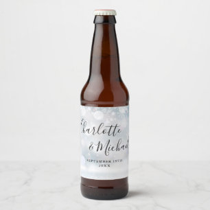 Étiquette Pour Bouteilles De Bière Élégante signature de mariage flocons de neigeHive