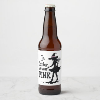 Étiquette Pour Bouteilles De Bière En Octobre Nous Portons Des Sorcières Roses Fête D