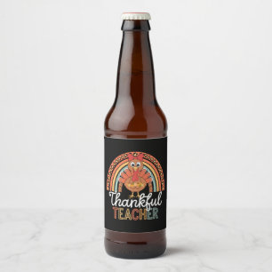 Étiquette Pour Bouteilles De Bière Enseignant Reconnaissant École de Thanksgiving Bén