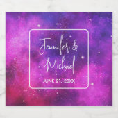 Étiquette Pour Bouteilles De Bière Espace rose et violet et étoiles Faux Galaxy Maria (Étiquettes simples)