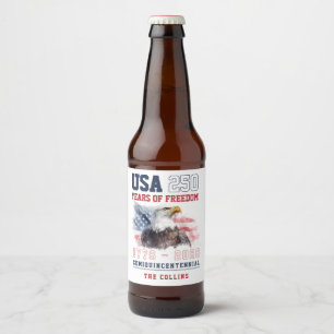 Étiquette Pour Bouteilles De Bière États-Unis 1776-2026 Le 250e anniversaire de l'Amé