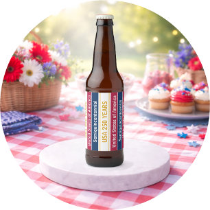 Étiquette Pour Bouteilles De Bière États-Unis 250 Ans Semiquincentenaire Rayures Patr
