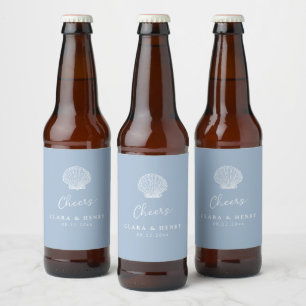 Étiquette Pour Bouteilles De Bière Étiquette de bière de mariage Coquillages côtiers