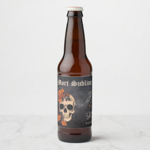 Étiquette Pour Bouteilles De Bière Étiquette de bière de mariage élégante crâne flora