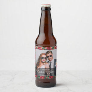 Étiquette Pour Bouteilles De Bière Étiquette de bière de mariage fleur de rose radian