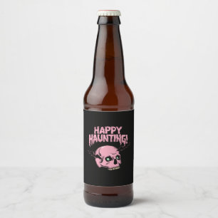 Étiquette Pour Bouteilles De Bière Étiquette de bouteille de vin crâne rose Happy Hau