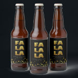 Étiquette Pour Bouteilles De Bière Fa La La | Fun Christmas Black & Gold Beer Bottle<br><div class="desc">Étiquette simple bouteille de bière noir & or de Noël avec le texte "Fa La" dans un style de typographie amusant mais élégant et étoiles pétillantes. Customisez avec un bref message d'accueil et le nom de l'expéditeur. Mélanger et correspondre avec d'autres modèles de cette série.</div>