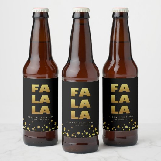 Étiquette Pour Bouteilles De Bière Fa La La | Fun Christmas Black & Gold Beer Bottle (Bouteilles)