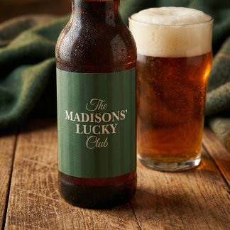 Étiquette Pour Bouteilles De Bière Family Name Lucky St Patricks Green