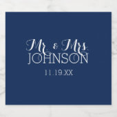 Étiquette Pour Bouteilles De Bière Favor de mariage M & Mme - Bleu minimaliste (Étiquettes simples)