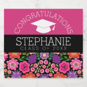 Étiquette Pour Bouteilles De Bière Félicitations Diplômée Fleurs Filles Diplômée (Étiquettes simples)